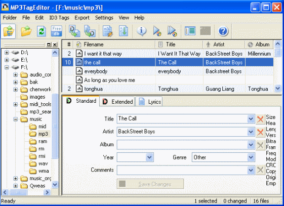 Screenshot of MP3TAGEditor