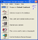 The main window of Electronic Recipe Manager