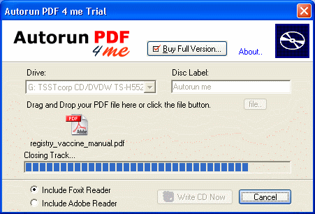 write PDF file to CD
