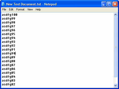 the keystrokes in Notepad