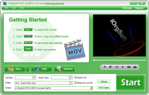 iOrgSoft DVD to MOV Converter