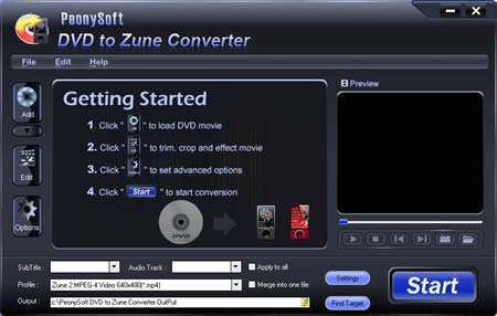 PeonySoft DVD to Zune Converter