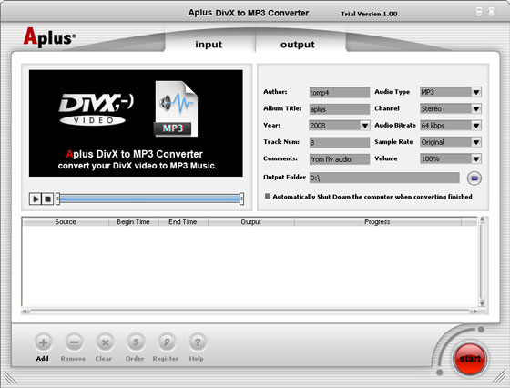Aplus DivX to mp3 music Converter