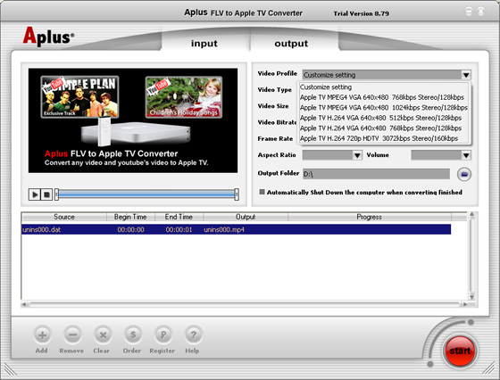 Aplus FLV to Apple TV Converter