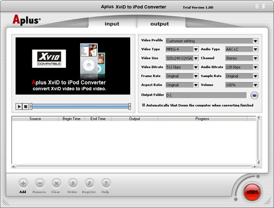 Aplus XviD to iPod Converter
