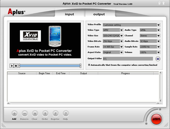 Aplus XviD to Pocket PC Converter