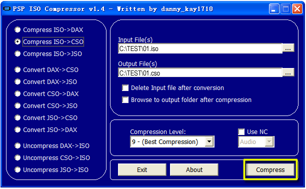 How to convert ISO to CSO or convert CSO to ISO?