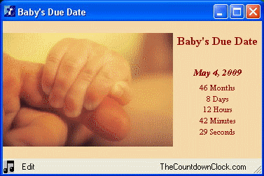 T-Minus Baby's Due Date Countdown Clock