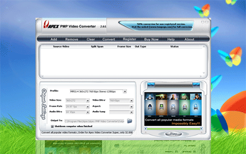 Apex PMP Video Converter - screenshot