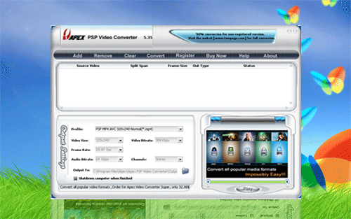 Apex PSP Video Converter - screenshot