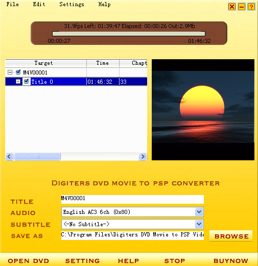 Digiters Video to PSP Converter - screenshot