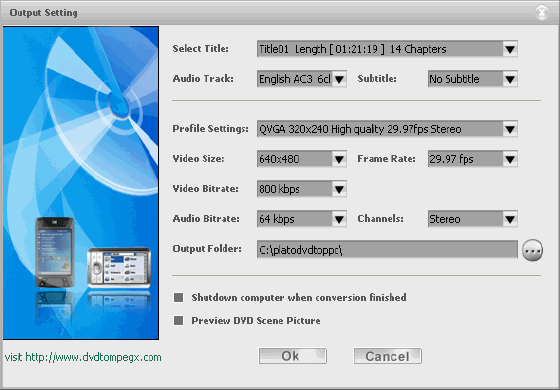 Converting Window of Plato DVD to Pocket PC Converter