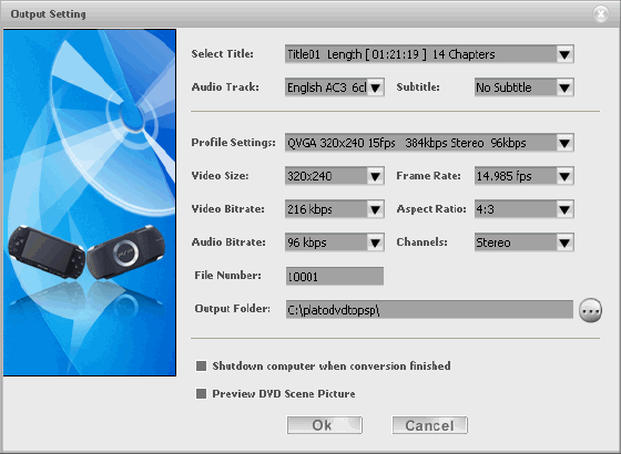 Converting Window of Plato DVD to PSP Converter