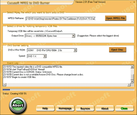 CUCUS0FT - MPEG to DVD Burner