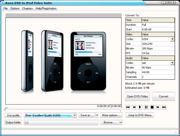 A V E X - DVD to iPod Video Suite