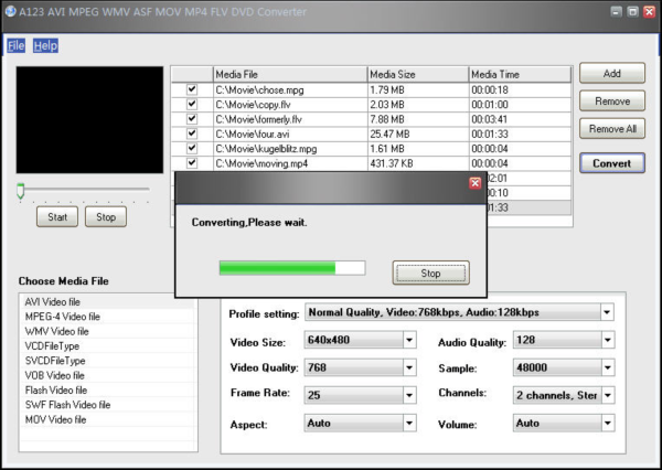 A123 AVI MPEG WMV MOV MP4 FLV Converter