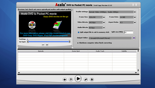 ACALA - DVD to Pocket PC Movie