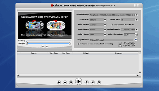 Acala - MPEG AVI to PSP