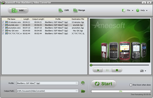 Aneesoft Free BlackBerry Video Converter