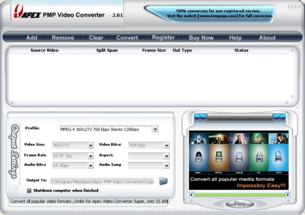 Apex PMP Video Converter