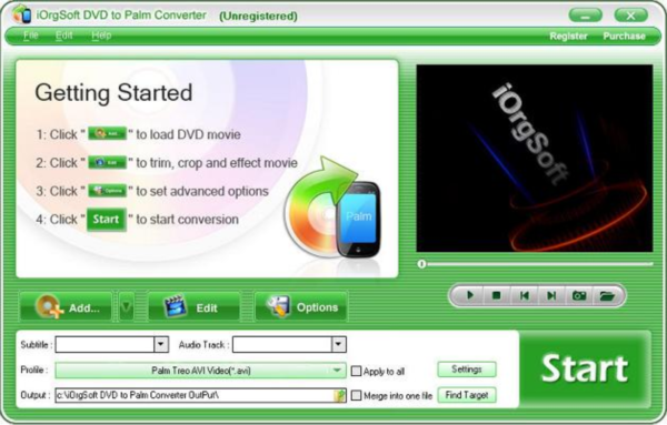 iOrgsoft DVD to Palm Converter