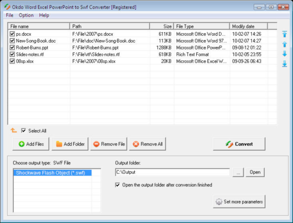 Okdo Word Excel PowerPoint to Swf Converter