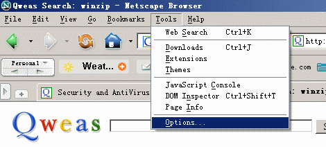Internet Options - Netscape Browser